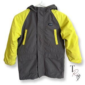 Lands End Kids Squall Hooded Winter Coat Parka Gray/Yellow Size 8 or Medium